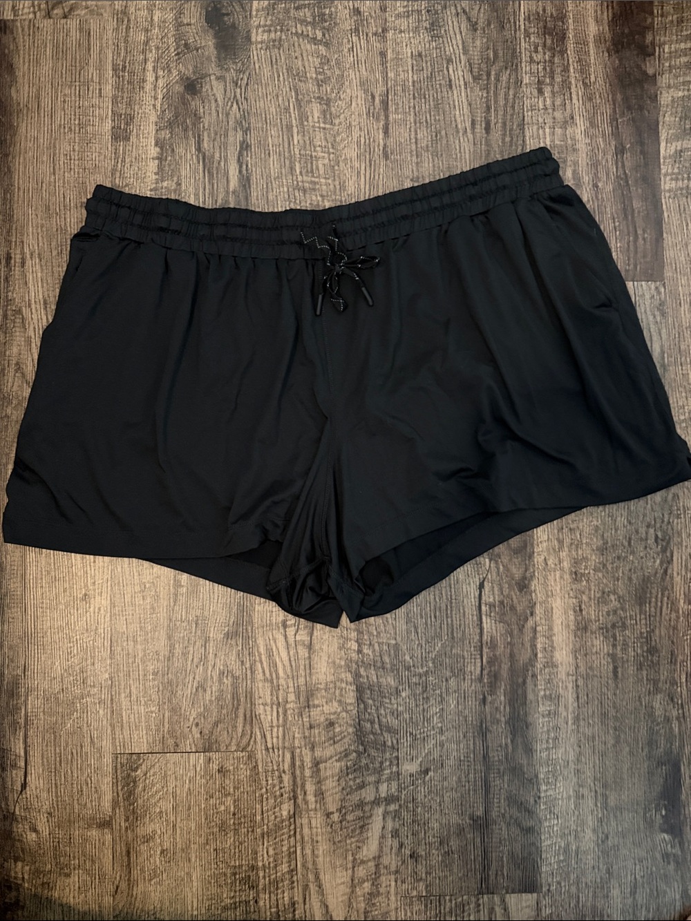 Women's Black Athletic Shorts with Drawstring Waist